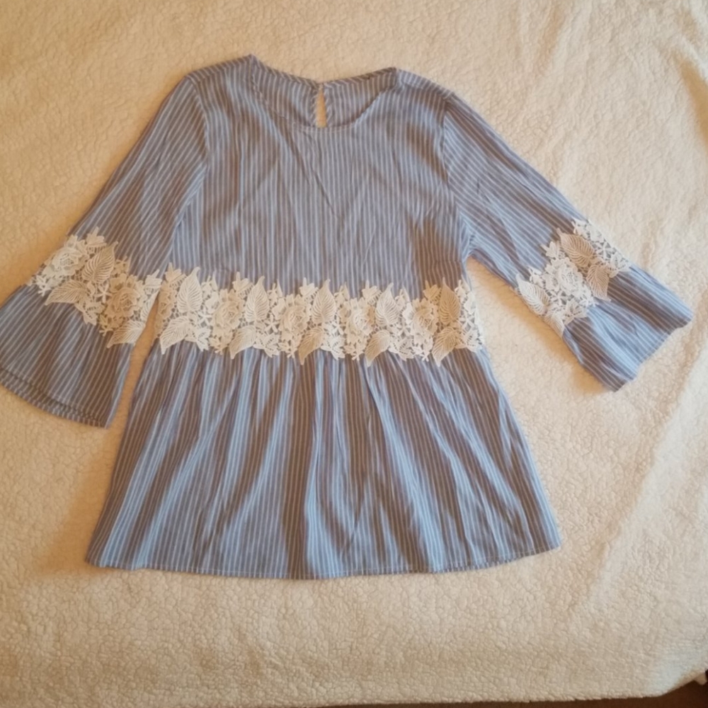 Lightweight Blue Pinstripe Cotton Blouse